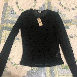 Black star sheer shirt